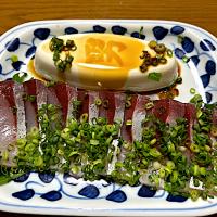 ハマチのお刺身と男奴❗️✌︎('ω')✌︎✨